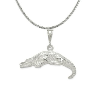 925 Sterling Silver Antiqued Alligator Charm and Pendant 925 Sterling Silver Antiqued Alligator Charm and Pendant